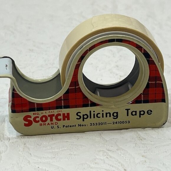 VTG 3M Scotch Splicing Tape Tin Plaid Dispenser Advertising Collectible 2.75" - Picture 3 of 10